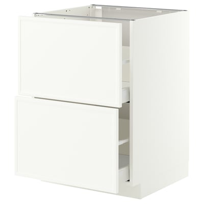 METOD / MAXIMERA Base cb 2 fronts/2 high drawers, white/Aspudden matt white, 60x60 cm
