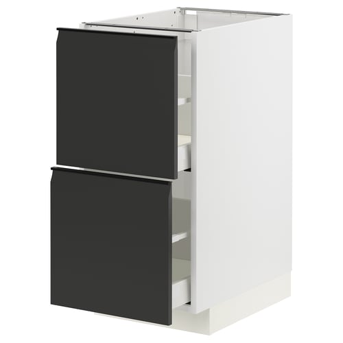 METOD kitchen unit: white, black drawers, modern design.