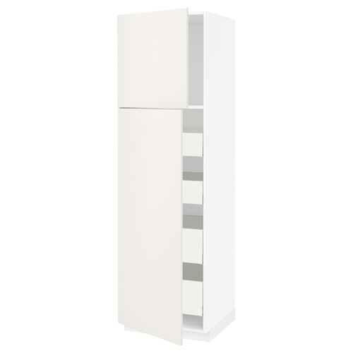White METOD kitchen cabinet with smooth lines and multiple shelves.