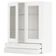 White METOD kitchen units: glass doors, 3 shelves, drawners.
