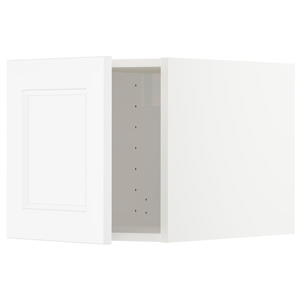 METOD white kitchen cabinet, square shape, modern design with plastic foil front.