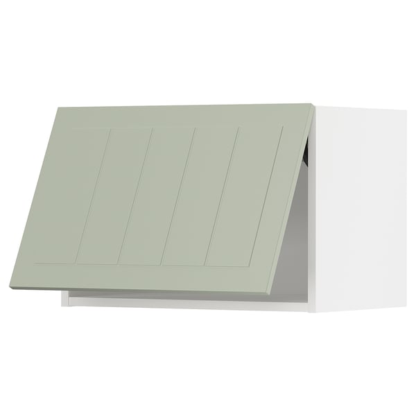 Green METOD kitchen cabinet with flat design, white background.