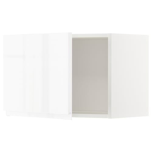 Modern white gloss kitchen cabinet set with sleek, handle-less design.
