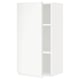 A white METOD kitchen cabinet with a simple, modern design and adjustable shelves. It a door with integrated handles and a sturdy frame.