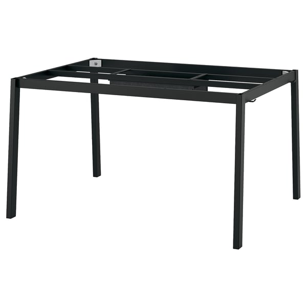 A black MITTZON metal desk with rectangular shape and clean lines, featuring powder-coated steel legs and middle support.