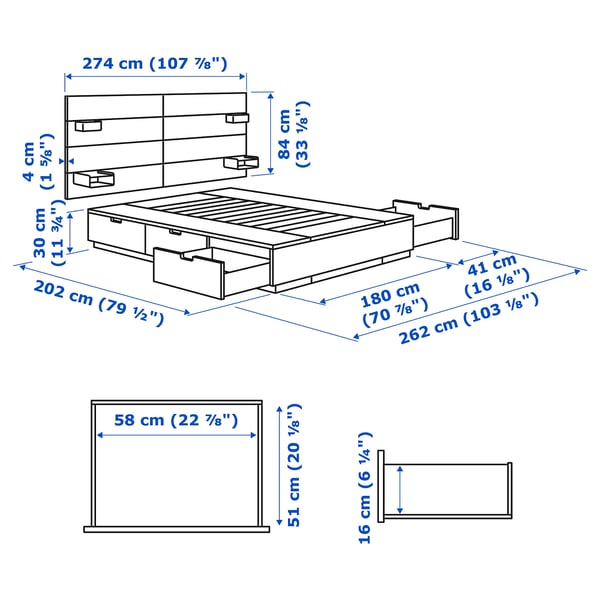 Illustration with measurements for the product: NORDLI.