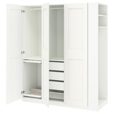 PAX / GRIMO Wardrobe combination, white white/white, 170x60x201 cm
