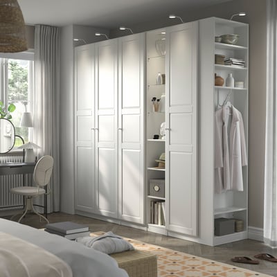 PAX / TYSSEDAL Wardrobe combination, white white/white, 255x60x236 cm