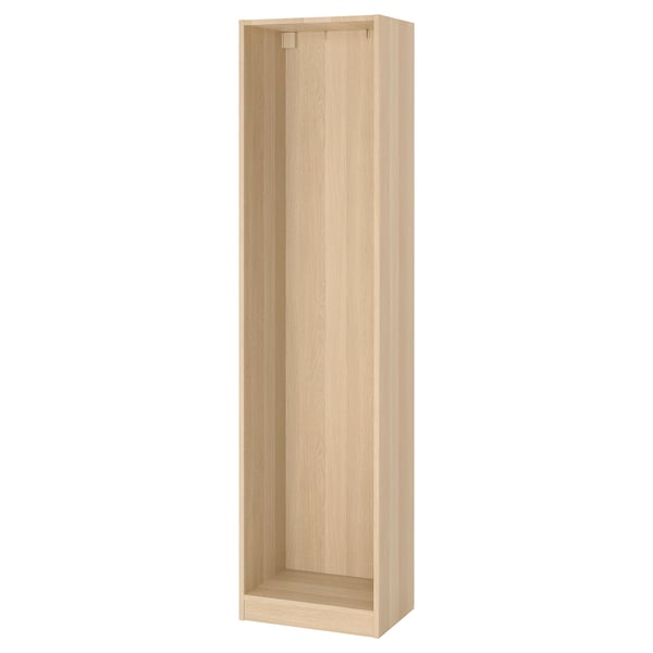 Oak-colored, modern ikea PAX wardrobe frame - tall, empty, requires assembly.