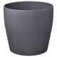 Dark grey round PERSILLADE planter, smooth texture, earthenware with pigmented powder coating.