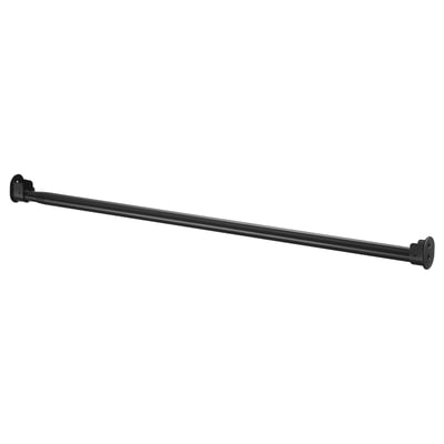 A black RÄCKA extendable curtain rod with wall-to-wall brackets, ideal for full privacy and light control.