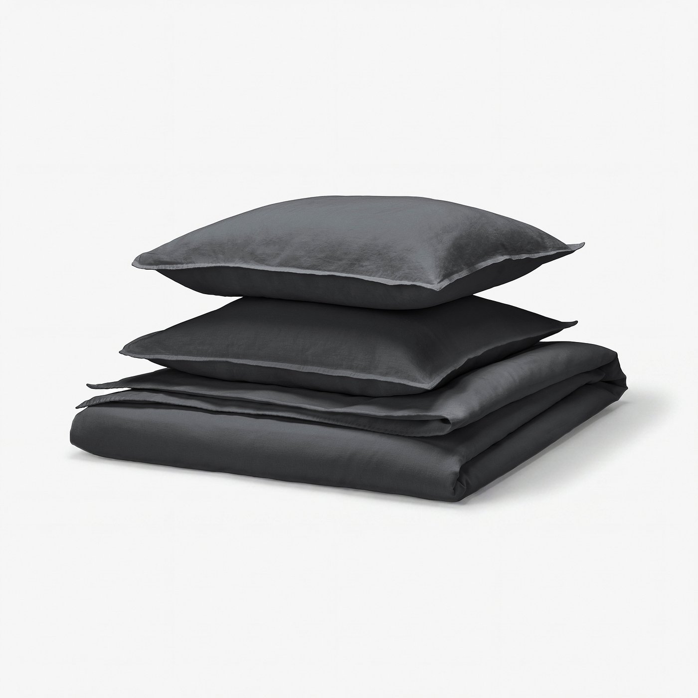 RUNDHAGTORN dark grey bed set: includes duvet & pillowcases, wrinkle-chic design, linen-cotton blend.