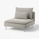 SÖDERHAMN, modern grey sofa chair with sleek legs, stylish & airy design, soft cushions.
