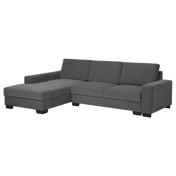 A gray SÖRVALLEN sofa with chaise longue, featuring a modern, minimalist scandinavian design.