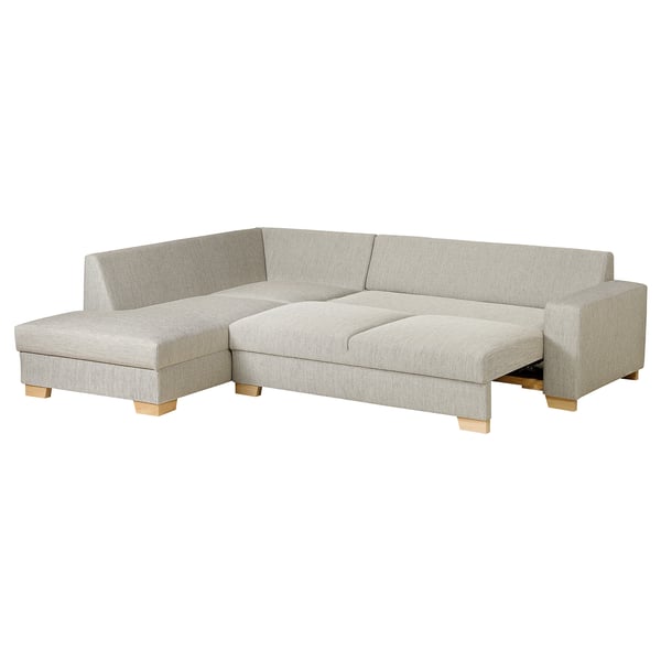 SÖRVALLEN grey sofa, scandinavian style, l-shape, wooden legs, minimalist design.