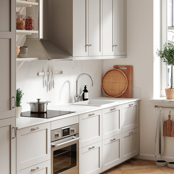 TÄRNHULT Custom made wall panel, white/grey-beige marble effect/glass composite, 1 m²x1.2 cm