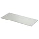 A TOLKEN light grey countertop with a modern stone effect and square edges. Made of melamine and fibreboard, it is ideal for contemporary bathrooms.