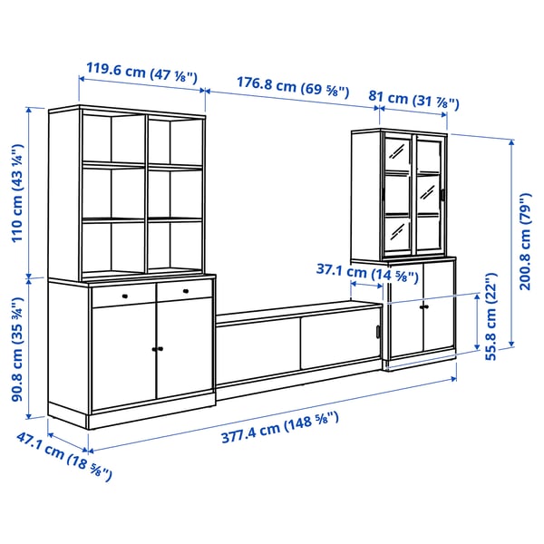 Illustration with measurements for the product: TONSTAD.