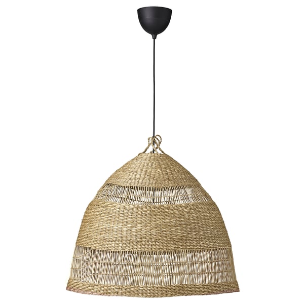 TORARED / HAVSDJUP Pendant lamp, handmade sedge/black, 55 cm