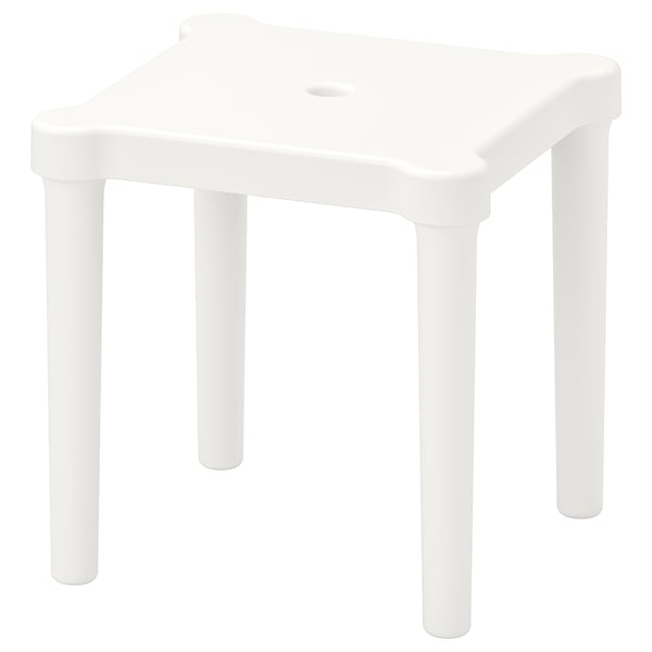 UTTER white childrens stool, square, plastic.