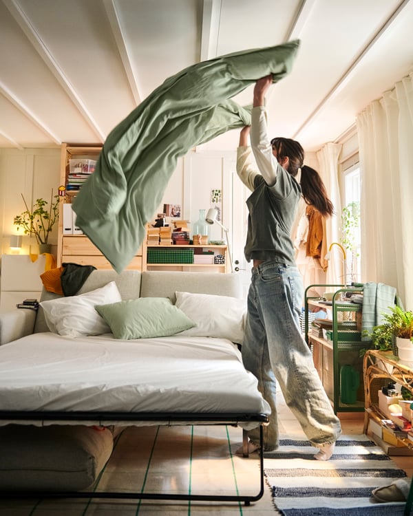 VIMLE 2-seat sofa-bed, Gunnared medium grey