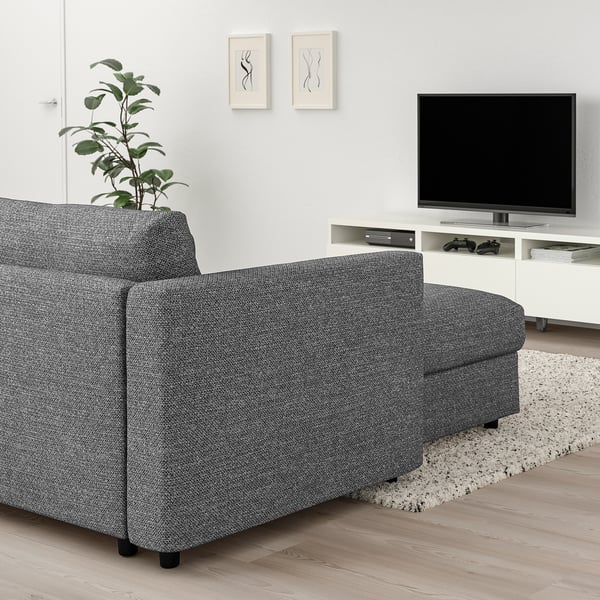 VIMLE sectional sofa in grey for modern living room. L-shape, durable, removable cover.