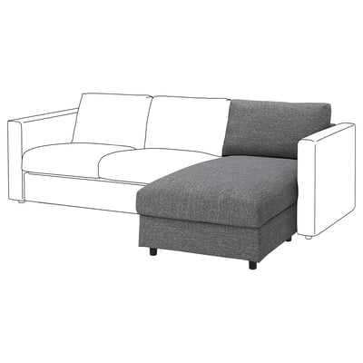 The VIMLE sofa in gray with a chaise lounge. It’s modern, with clean lines and a removable, machine-washable cover.