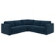 VIMLE, teal corner sofa. Modern, deep blue sectional shape, plush cushions.