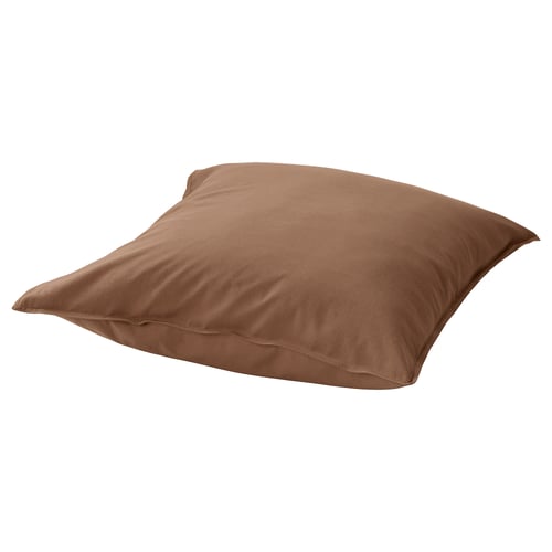 Soft brown rectangular pillowcase, made of 100% cotton for comfort. Simple, no-frills design.