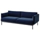 ÄPPLARYD blue sofa. Modern design with soft navy velvet, slim metal legs, and a comfortable seating area. Perfect for relaxation.