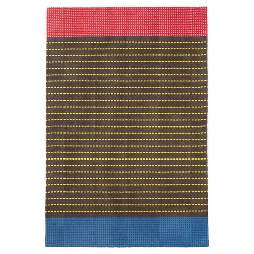 BÄRTRÅD rug, red, blue, yellow stripes, cotton, rectangular.