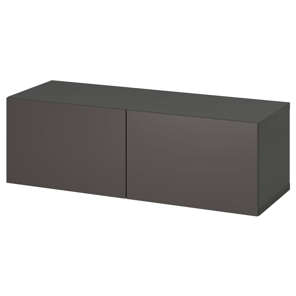 A dark grey rectangular BESTÅ storage unit. Sleek minimalist design.