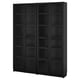 BILLY bookcase, black, wooden with glass doors, rectangular shape, timeless design.