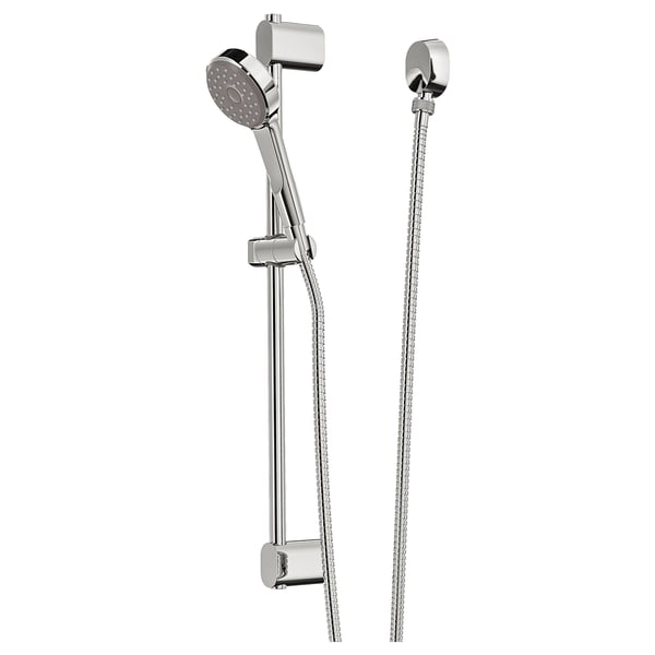 BROGRUND shower head with handheld unit on rail, flexible hose.