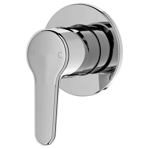 A chrome BROGRUND tap handle with a sleek, curved design. It is made of brass and has a metallic finish. The handle h and c markings.