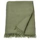 DYTÅG green throw: soft linen-cotton blend, fringed edges, rectangular.
