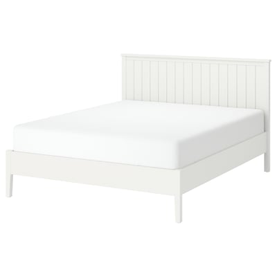 GULLABERG white wood bed frame, traditional design, slatted headboard, sturdy legs.