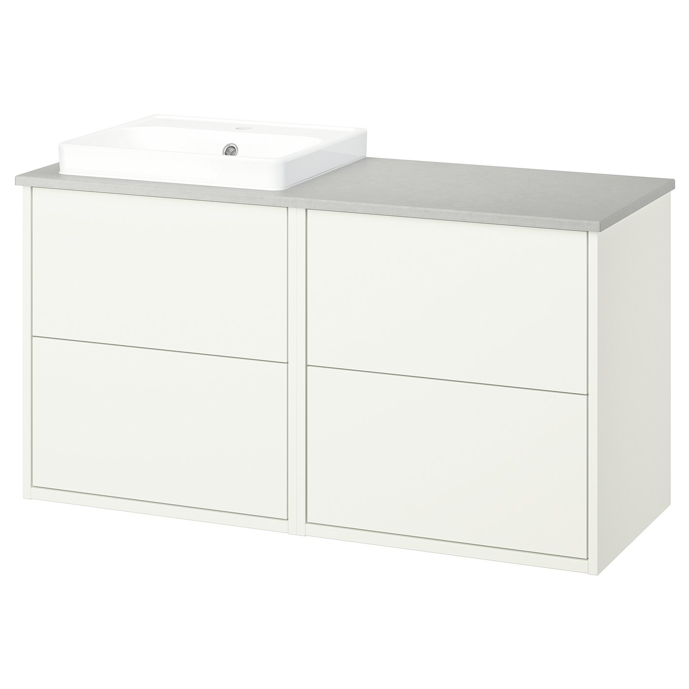 HAVBÄCK bathroom vanity: white, 2 drawers, quartz countertop, modern design.