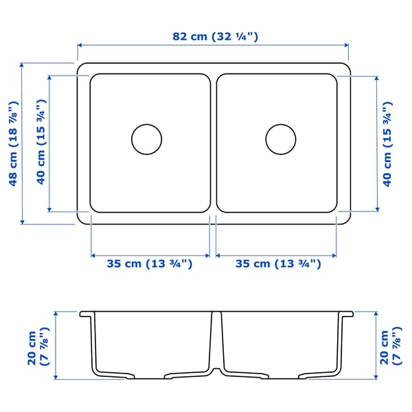 Illustration with measurements for the product: HAVSEN.