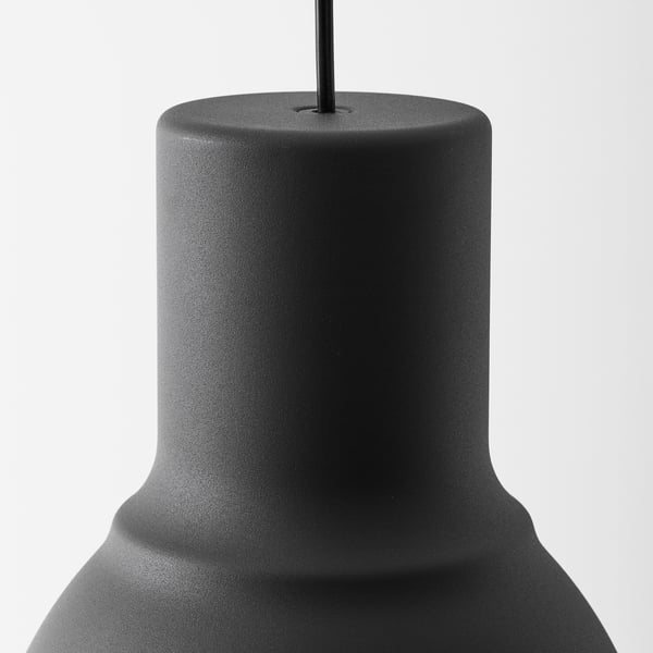 Black metal pendant lamp, sleek & modern, ideal for contemporary spaces.