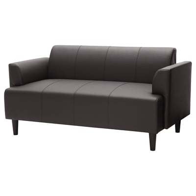 HEMLINGBY small dark brown leather sofa, simple modern design.