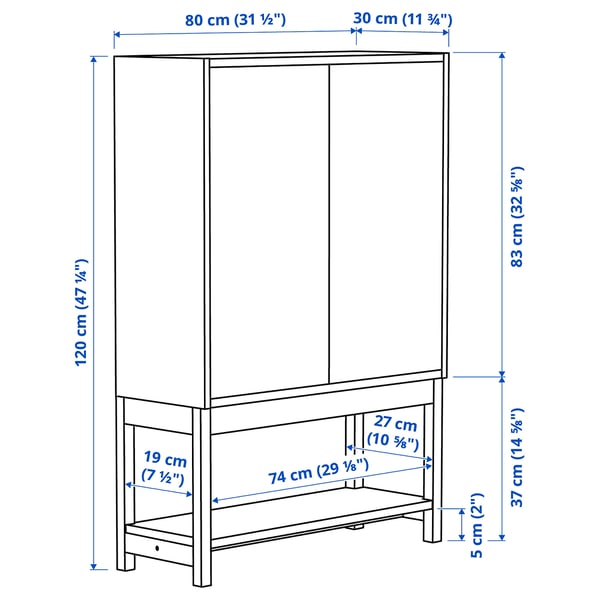 Illustration with measurements for the product: IVAR.