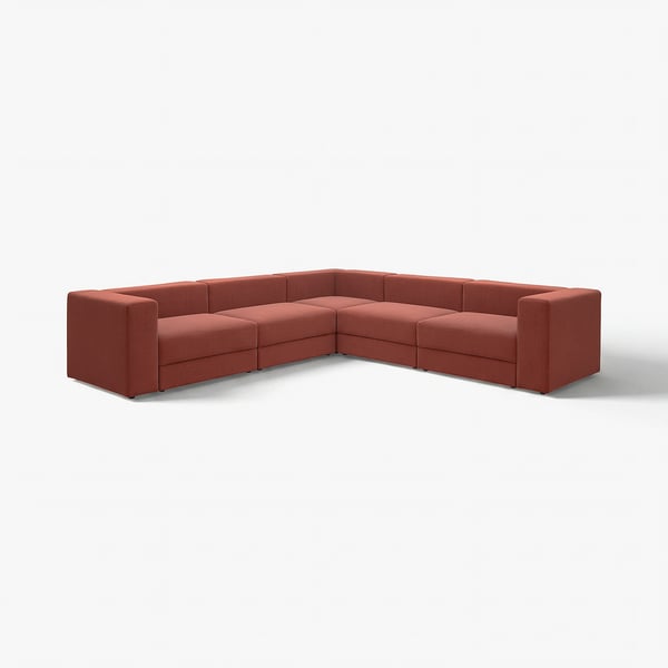 JÄTTEBO modular sofa, burnt red, corduroy fabric, minimalist, deep seat, l-shaped.