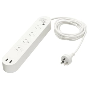 KOPPLA white surge protector: 4 outlets, 2 usb, polycarbonate