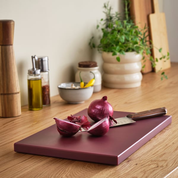KUSTHOPPARE Chopping board, brown-red, 38x25 cm