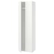A white LASTARE wardrobe with one open door, showcasing its interior shelves and hanging space.