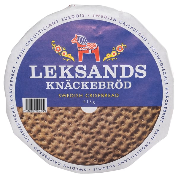 LEKSANDS KNÄCKEBRÖD packaging, a swedish crispbread product.