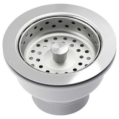 LILLVIKEN silver sink strainer, stainless steel, round shape with straining holes, modern design.