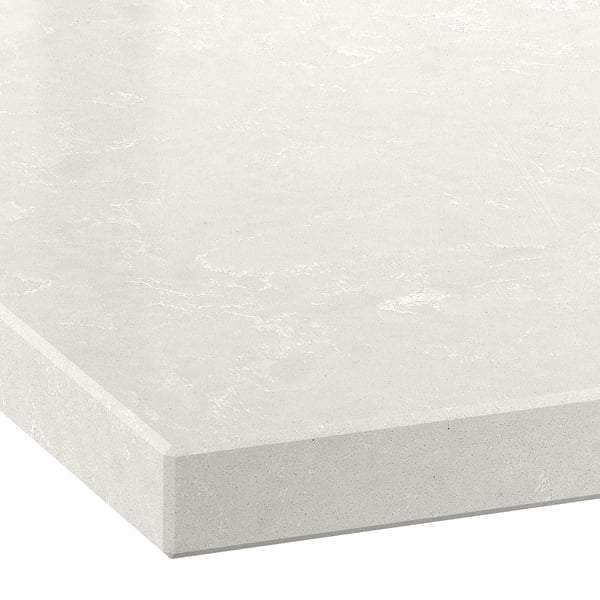 LOCKEBO Custom made worktop, light grey/white marble effect/glass composite, 1 m²x4.0 cm