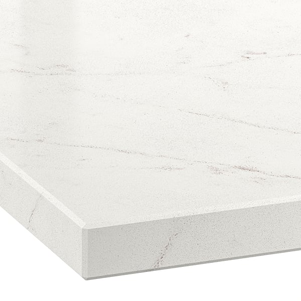 LOCKEBO Custom made worktop, off-white brown/marble effect glass composite, 1 m²x4.0 cm